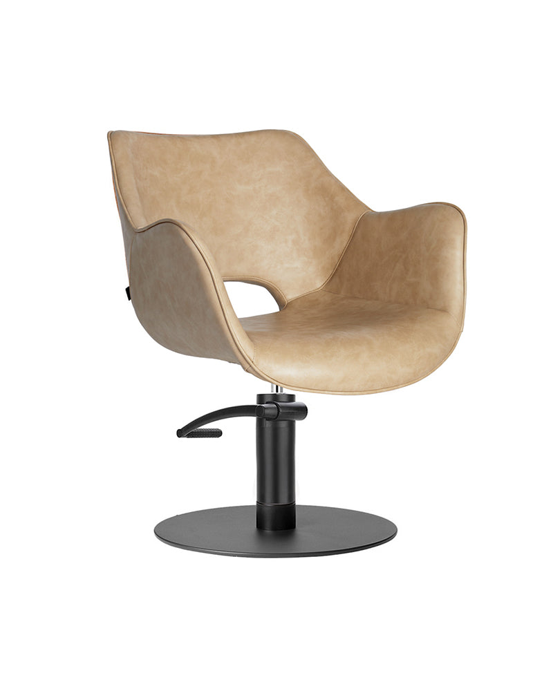 Chloe Sand - Beige frisørstol - Sort pladefod